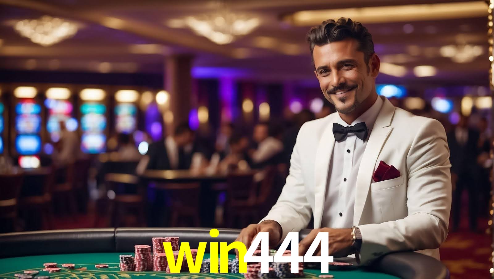 Imagem promocional da win444 mostrando a plataforma e suas vantagens